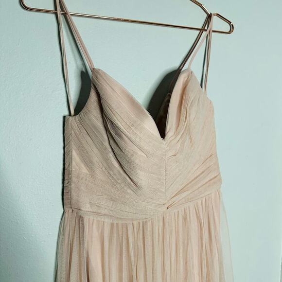 AMSALE Blush Pink Sweetheart Neckline Hourglass Chiffon Strap Maxi Dress Size 6 - Picture 13 of 15